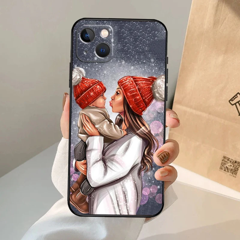 スーパーママ 赤ちゃん 女の子 息子 娘 スマホケース iPhone 17 Air 16 15 14 13 11 12 Pro Max 13 12 mini 15 16 Plus 16e カバー コック