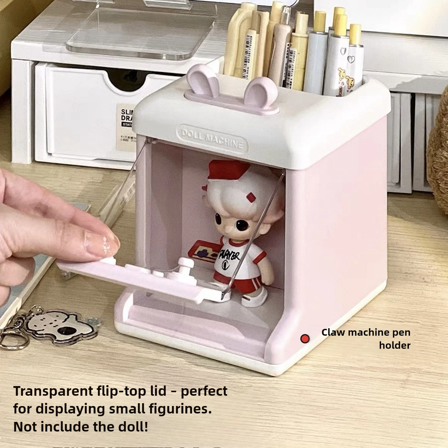 Doll Cabinet Pen Holder Multifunctional Desktop Organizer Pencil Case Pen Holder Stationery Office Supplies Kawaii Storage Box
