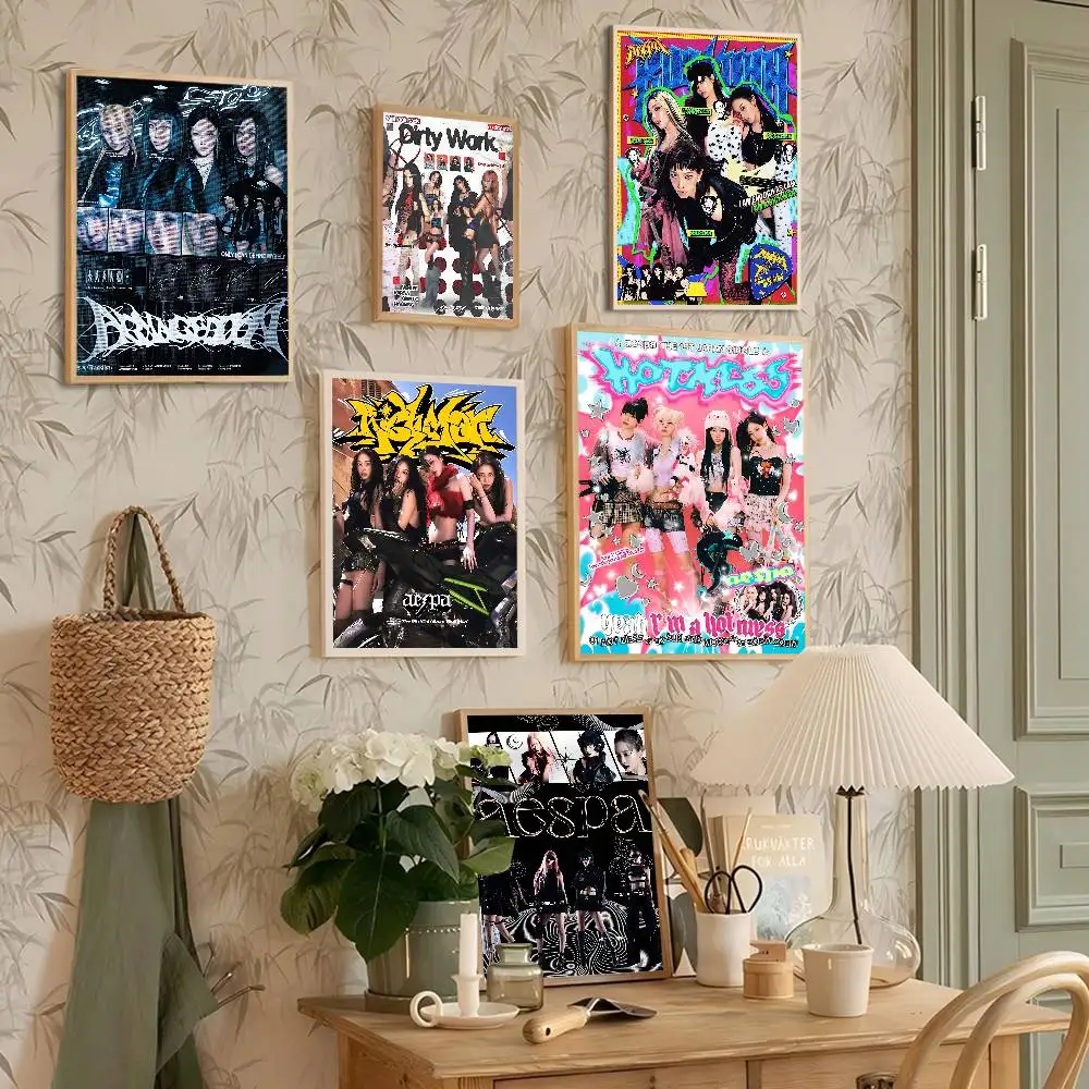 K-pop Group A-Aespa Whitepaper Poster HD Quality Poster Wall Art Painting Study Room Wall Decor