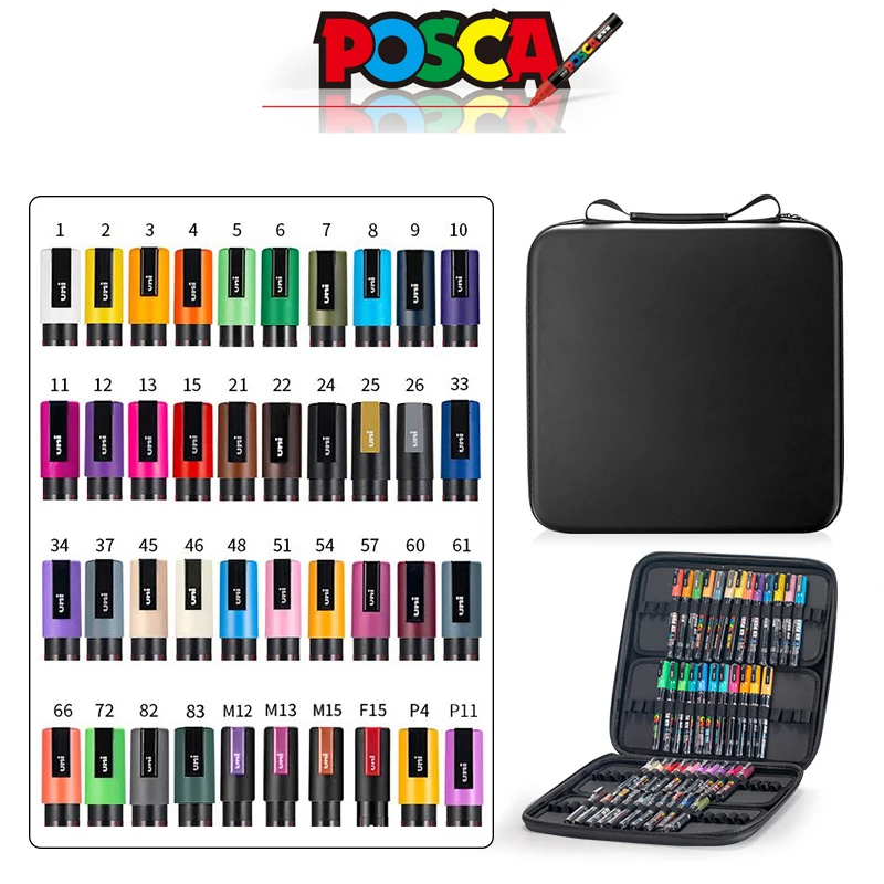 

Posca Acrylic Paint Marker Pen 72 Hole Storage Bag Set UNI Plumones Portable Art Supplies Detachable Painting Poster Creation