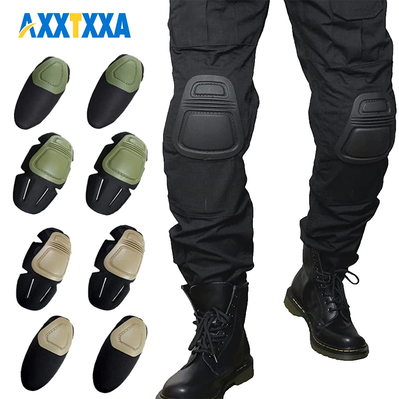 4Pcs Military Tactical Knee Pad Elbow Pad Set Airsoft Knee Elbow Protective Pads Combat Paintball Skate Outdoor Safety GuardGear