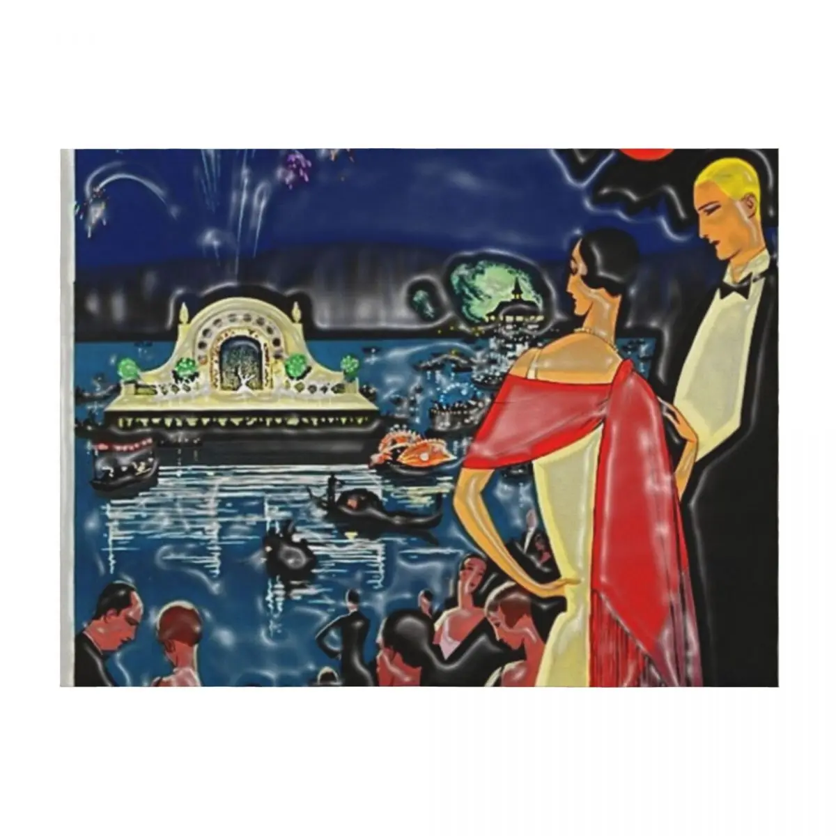 

1926 Vichy French comite des fetes Vintage Lithograph Advertising Wall Art Style 1. Throw Blanket Custom Cute Blankets