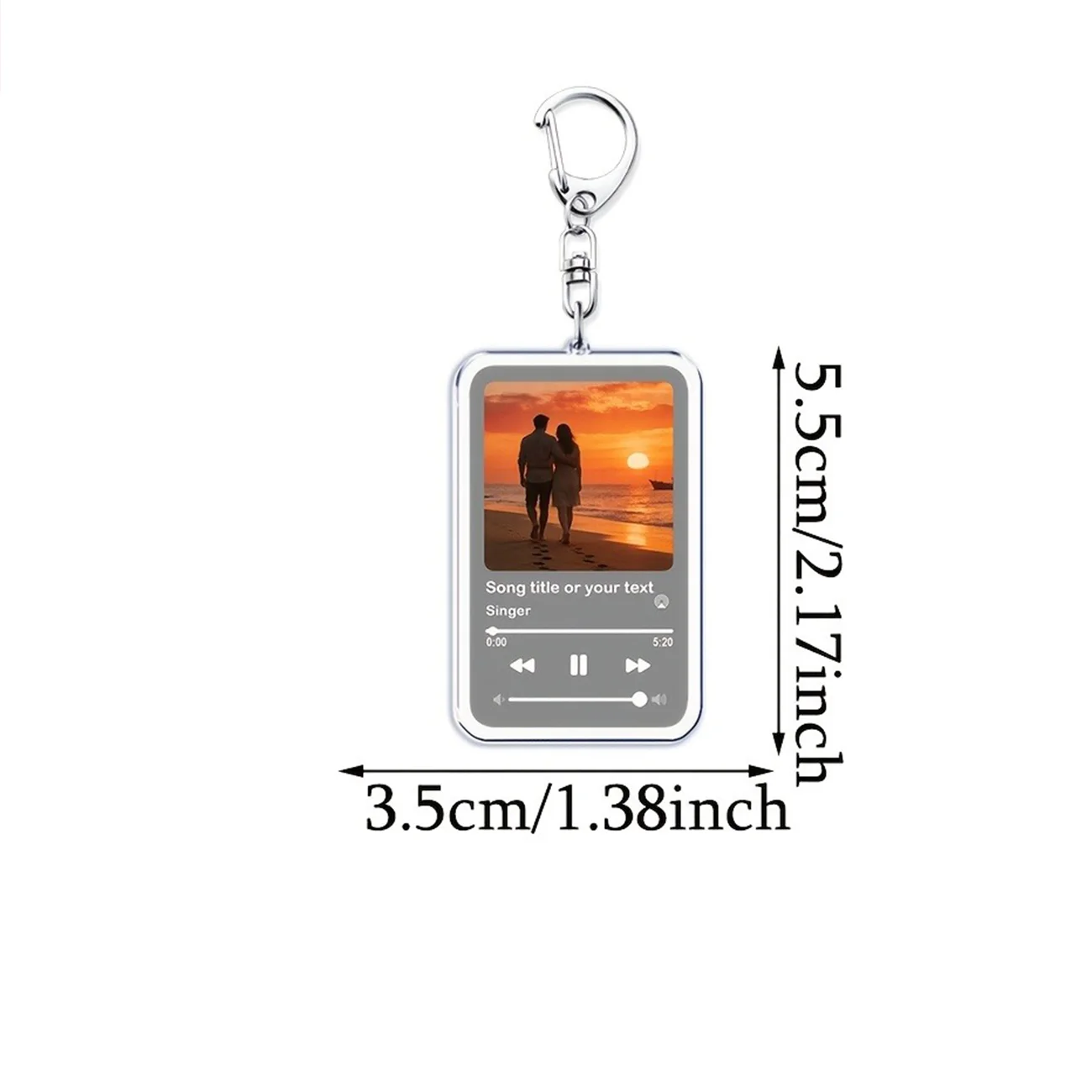Custom Photo Acrylic Keychain, Music‑Player‑Style Personalized 2D Flat Song List Key Ring, Custom Text Bag Charm, Romantic Gif