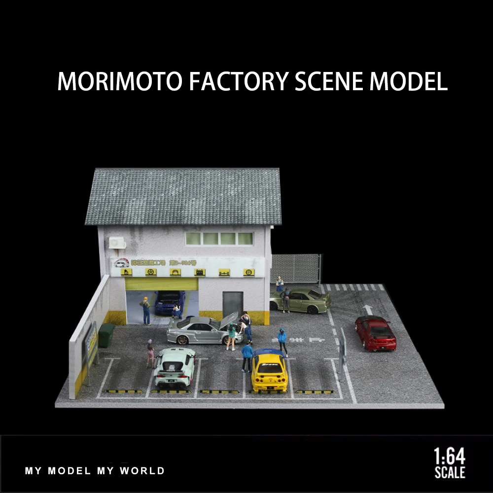 Car Garage Diorama Model 1:64 Morimoto Factory LED Scene Diorama