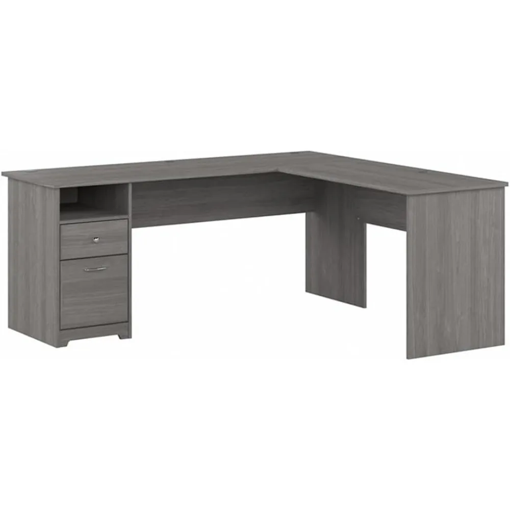 L Shaped Desk with Drawers Storage and Chrome Hardware for Executive and Home Office, L Shaped Office Desk