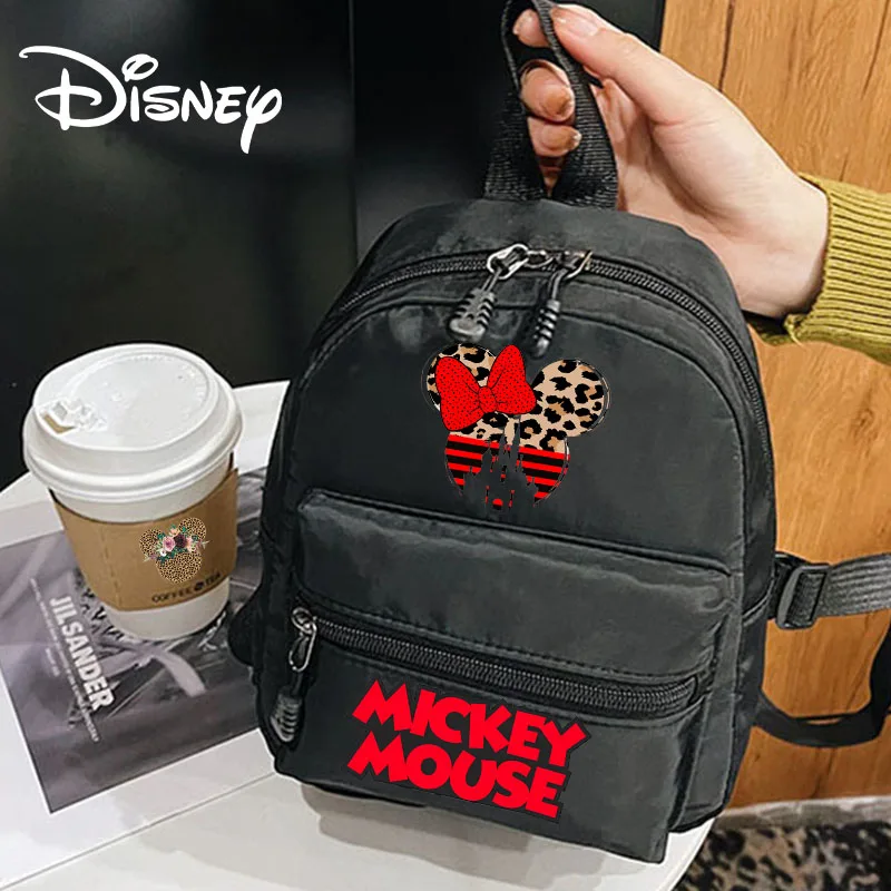 Disney-Mochila feminina de mickey e minnie mouse, mini bolsa de ombro para meninas adolescentes, mochilas casuais lindas, sacos de desenhos animados