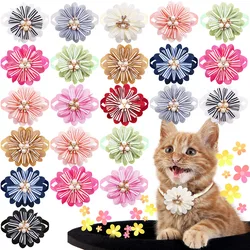 50PCS Fashion Cute Dog Bowtie Pearl lace Small Dog Cat Bow Tie Neckties For Dogs Pets Grooming Accessories Pet Supplies