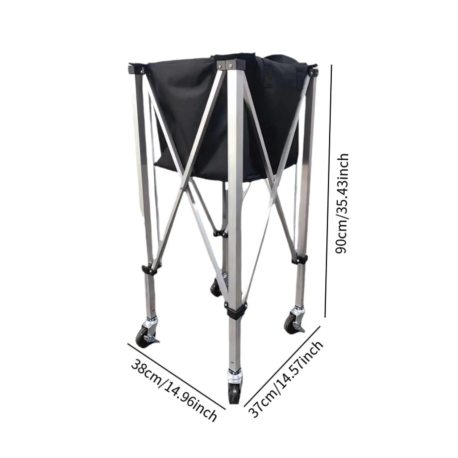 

Wheeled Tennis Ball Pickup Cart Lightweight Detachable Mesh Basket for Tennis Sports Teaching and Accessories