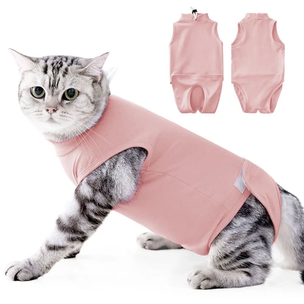 

Elastic Cat Recovery Suit Washable Soft Breathable Anti-Licking Bodysuit Adjustable Protective Pet Sterilization Suit