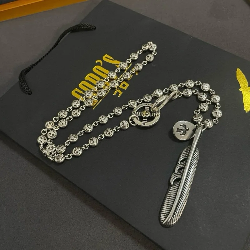 

Japan Tide Takahashi Goros Classic Vintage Classic Simple Feather Pendant Logo Necklace Fashion Couple Versatile Hip-hop Rock