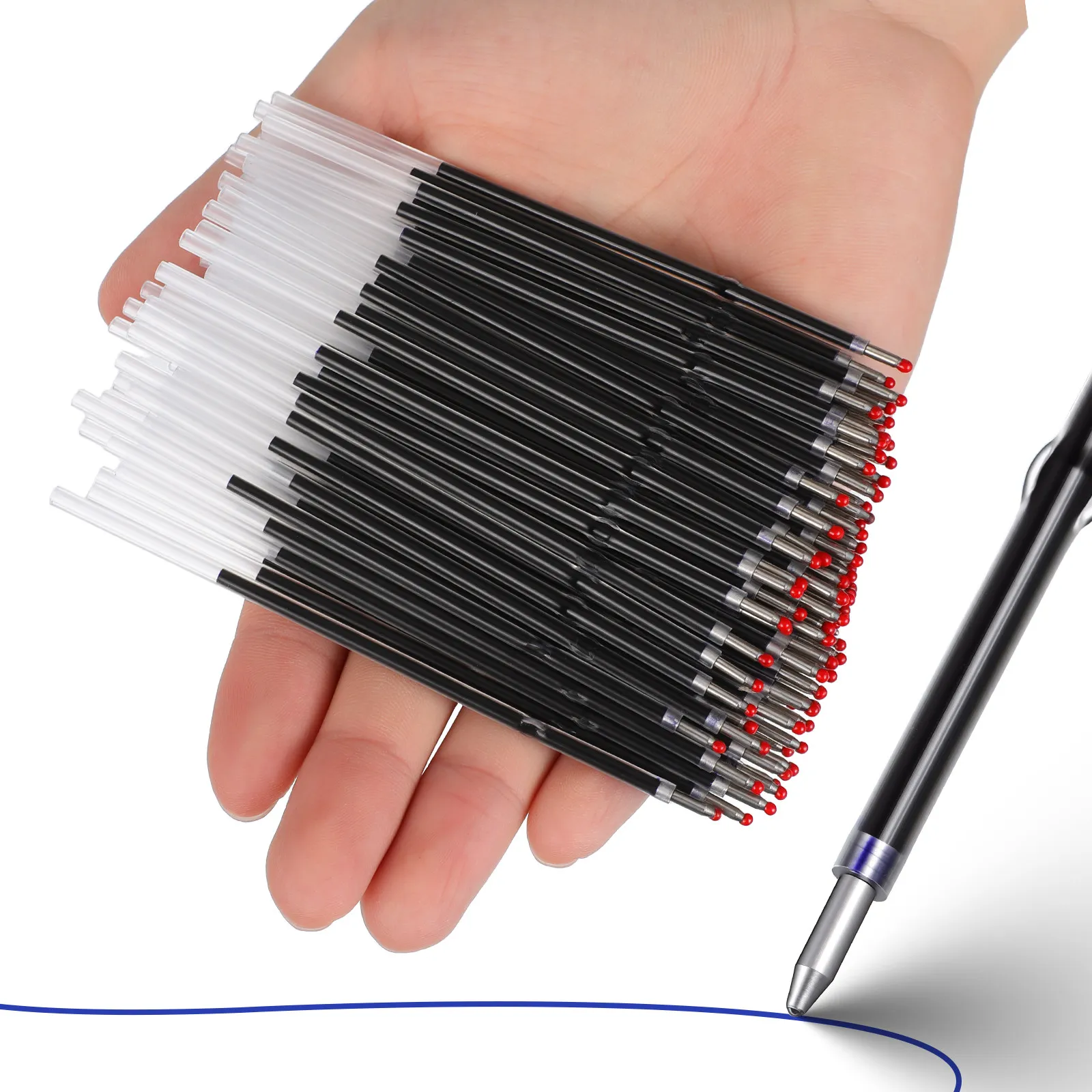 100Pcs Blue Ink Ballpoint Pen Refills 0.7mm Fine Tip Smooth Flow Precision Writing Longlasting for Pens Twist Pens
