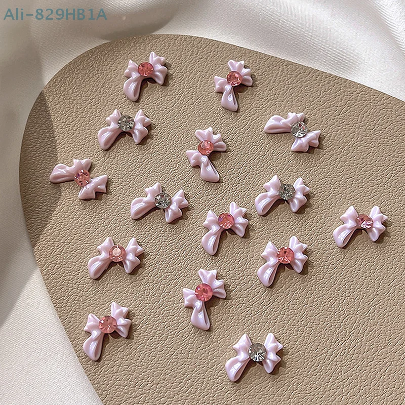 Piezas de lazo de resina de cinta, abalorios para uñas, accesorio de joyería con diamantes de imitación para decoración de manicura DIY, 5 uds.