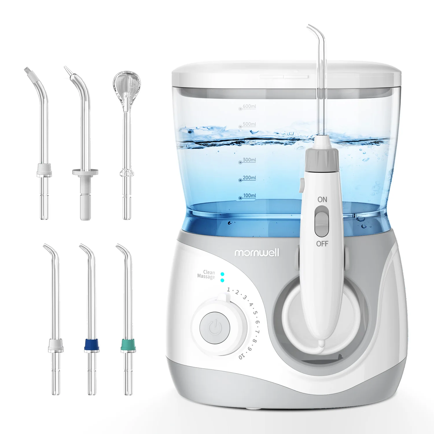 Home Water Flosser, 600 ml Large Capacity,10 Adjustable Pressures,6 Home Nozzles Professional Oral Irrigator for Teeth Clean