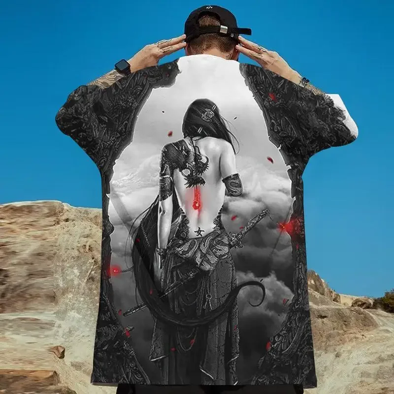 

2024 Men's T-Shirt Beauty Print Short Sleeve T-Shirt For Men Street Hip Hop Unisex Clothing Loose Oversized T-Shirt Top New Tees