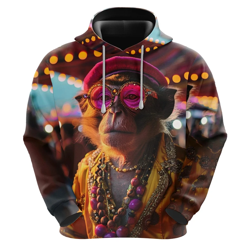 Hilarious Monkey Graphic Sweatshirts Funny Orangutan Face Hoodies For Men Clothes Funny Animal Male Streetwear Unisex Pullovers