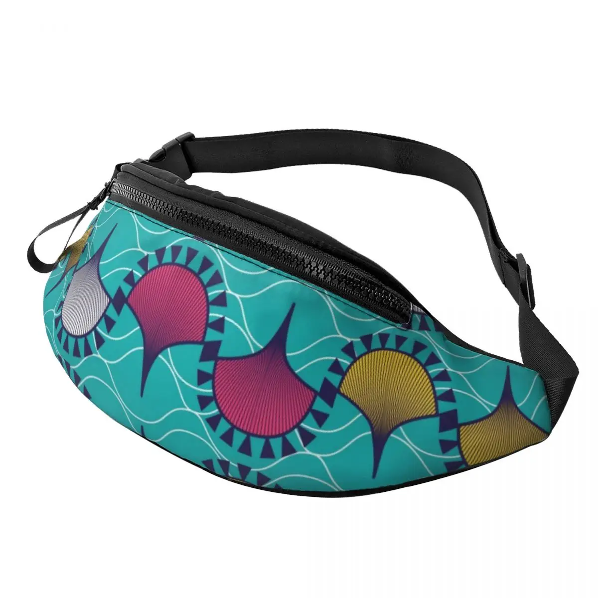 Custom African Ankara Pattern Fanny Pack Men Women Crossbody Waist Bag for Running Phone Money Pouch