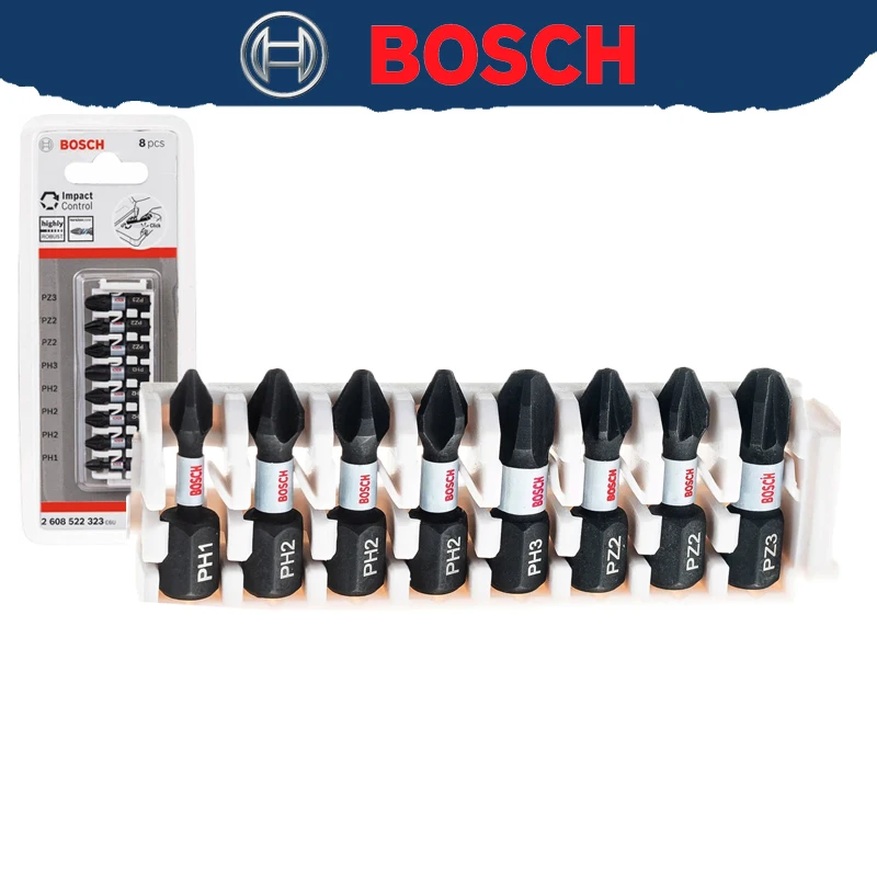 BOSCH 2608522323 Professional Impact Control Screwdriver Bit Set PH/PZ 25mm High Hardness Cross Screwdriver Head Tool Accessory