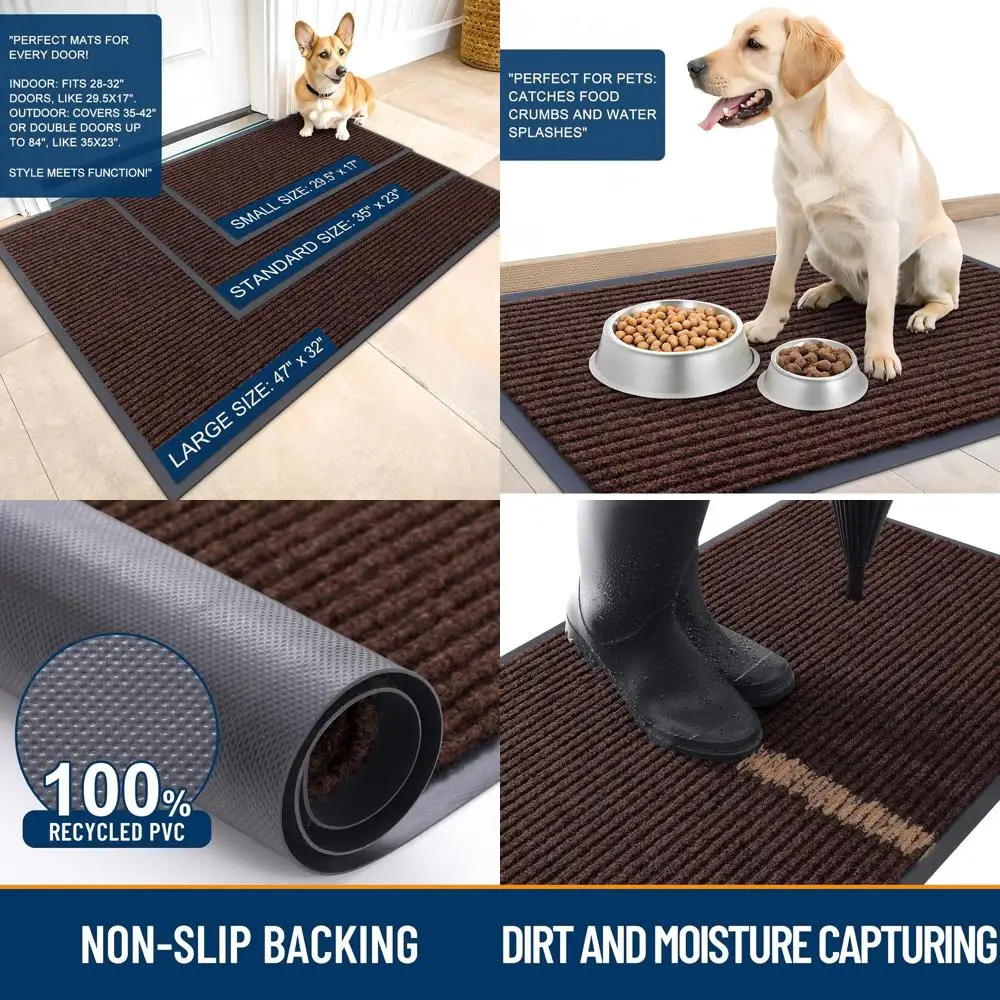 

Durable Water-Resistant Door Mat, Low Profile, Easy to Clean, 47x32 Inches, Brown