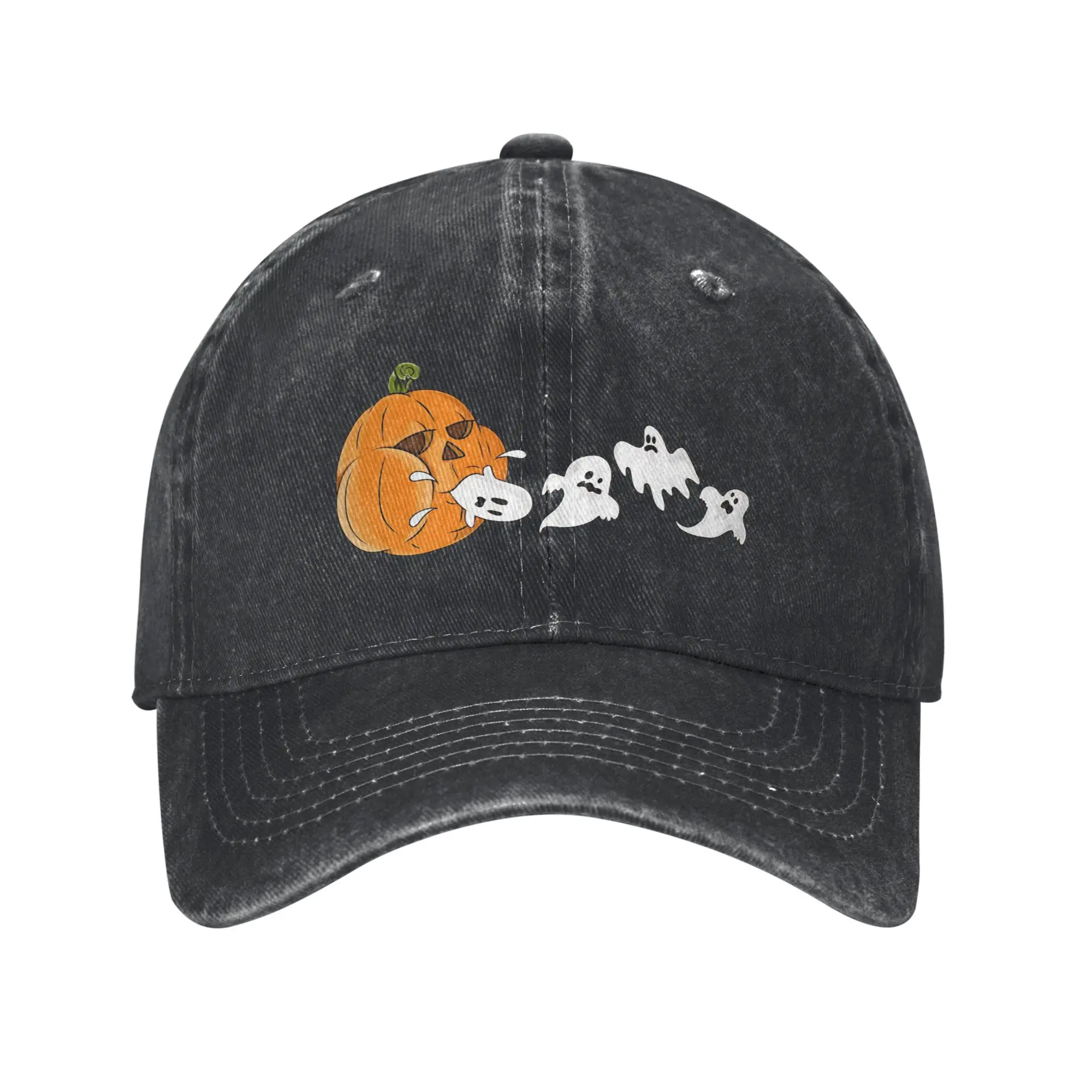 Pumpkin Eating Ghosts Funny Halloween Classic Casual Baseball Cap For Female Male Summer  Tennis Skate Trucker Hat Baseball Caps