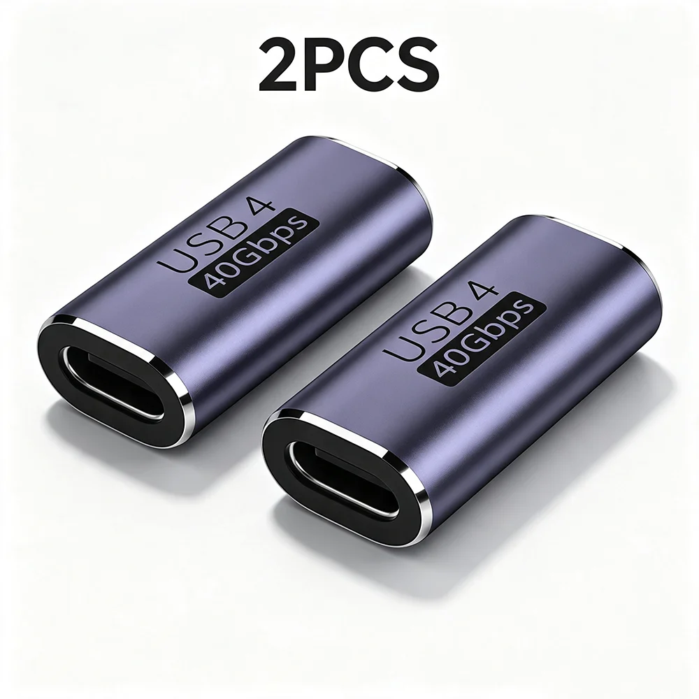 NNBILI 2 Stück USB4.0 40 Gbit/s Adapter 90 Grad rechtwinklig USB Typ C Stecker auf Buchse Adapter 100 W schnelles Laden für Laptops MacBook