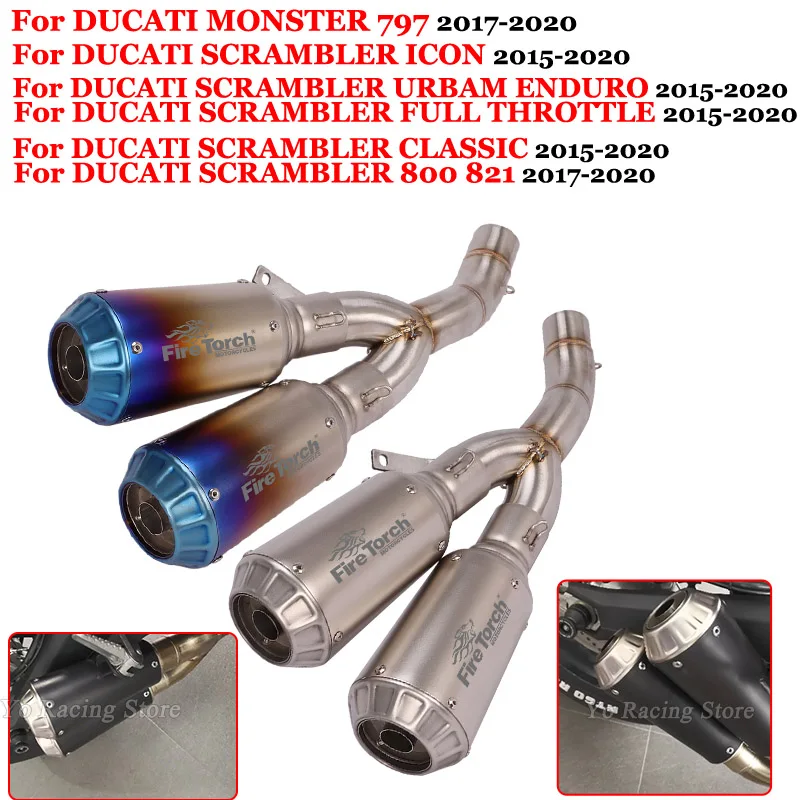 

Motorcycle Exhaust GP Escape Modify Middle Link Pipe Double Muffler DB Killer Slip On For Ducati Scrambler 800 821 Monster 797