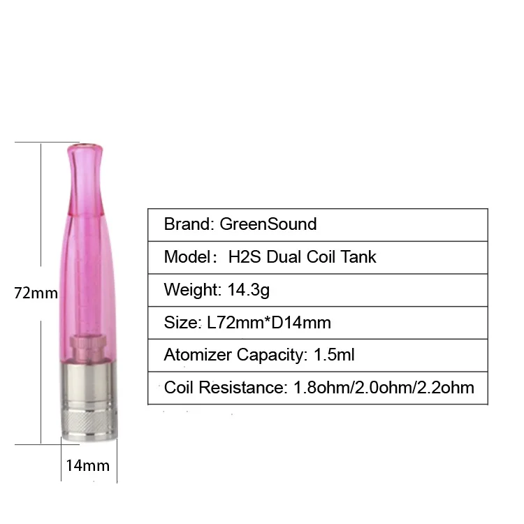 Group GS H2S Clearomizer avec touriste astronomique, bobine chauffante, atomiseur Vape, précieux pour Greensound GS, EGO, Evod Twist Battery Pen Kit, 5 pièces