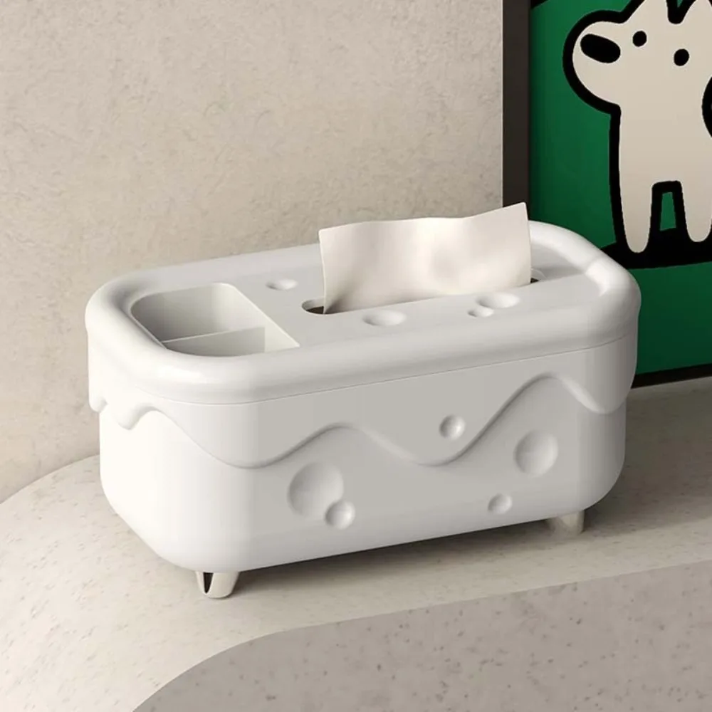 

Home Decoration Kawaii Cheese Tissue Box Plastic Glossy Finish Tissue Holder Stylish Paper Storage Box Office