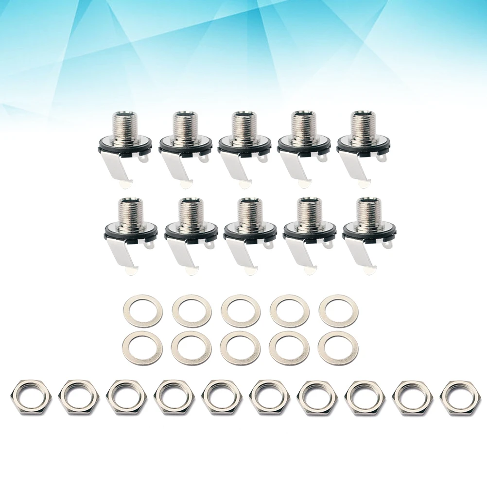

10 PCS Copper Socket Gasket Guitar Jack Plug Input Connector Female Plate Output