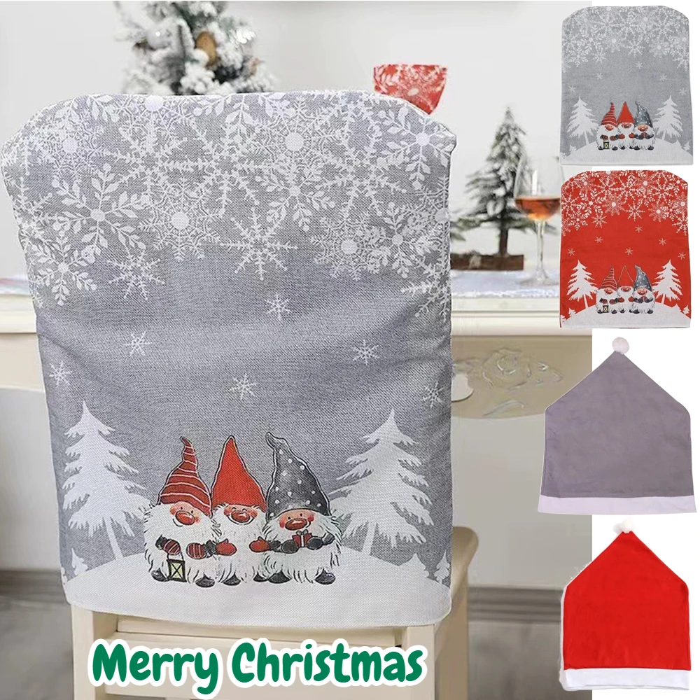 

Christmas Chair Cover Cartoon Snowflake Santa Claus Pattern Chair Cover Indoor Decor,Party Favor Supplies,Creative Novelty Gifts