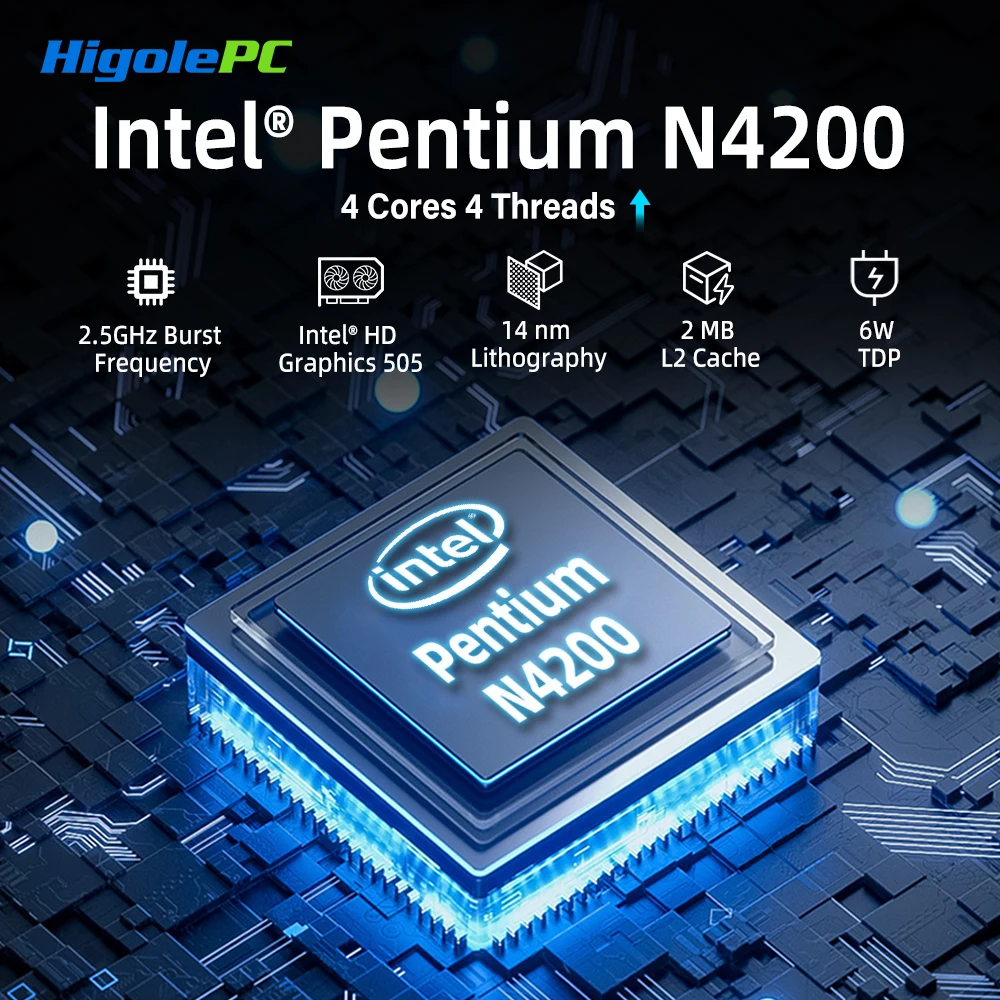 Higole F6APL 10.1 ''كمبيوتر صغير بدون مروحة Intel N4200 Windows 10 WiFi5 4GB 64GB 2340mAh 4K RS-232 RJ45 كمبيوتر محمول سطح المكتب كمبيوتر صغير