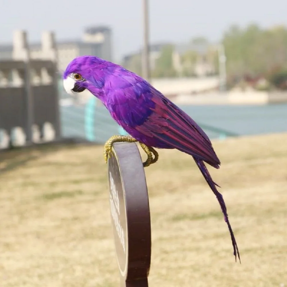 creative simulation purple parrot model foam and feather parrot bird gift about 42cm xf2970