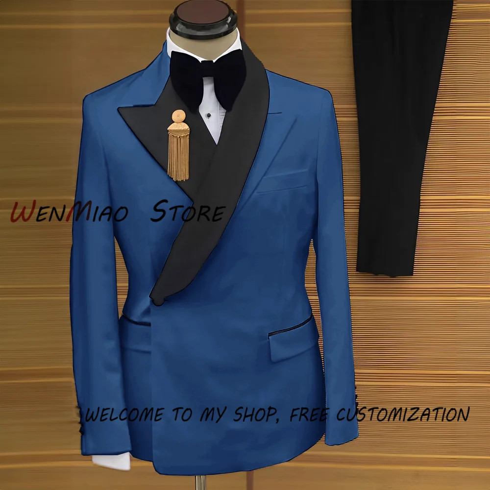 Customized Men\'s Suit 2 Piece Suit White Jacket Pants Black Collar Wedding Groom Tuxedo Elegant Party Dress Formal XS-5XL Outfit