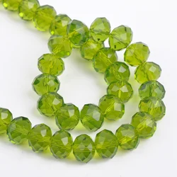 Rondelle Faceted Czech Crystal Glass Olive Green Color 3mm 4mm 6mm 8mm 10mm 12mm 14mm Loose Spacer Beads for Jewelry Making DIY