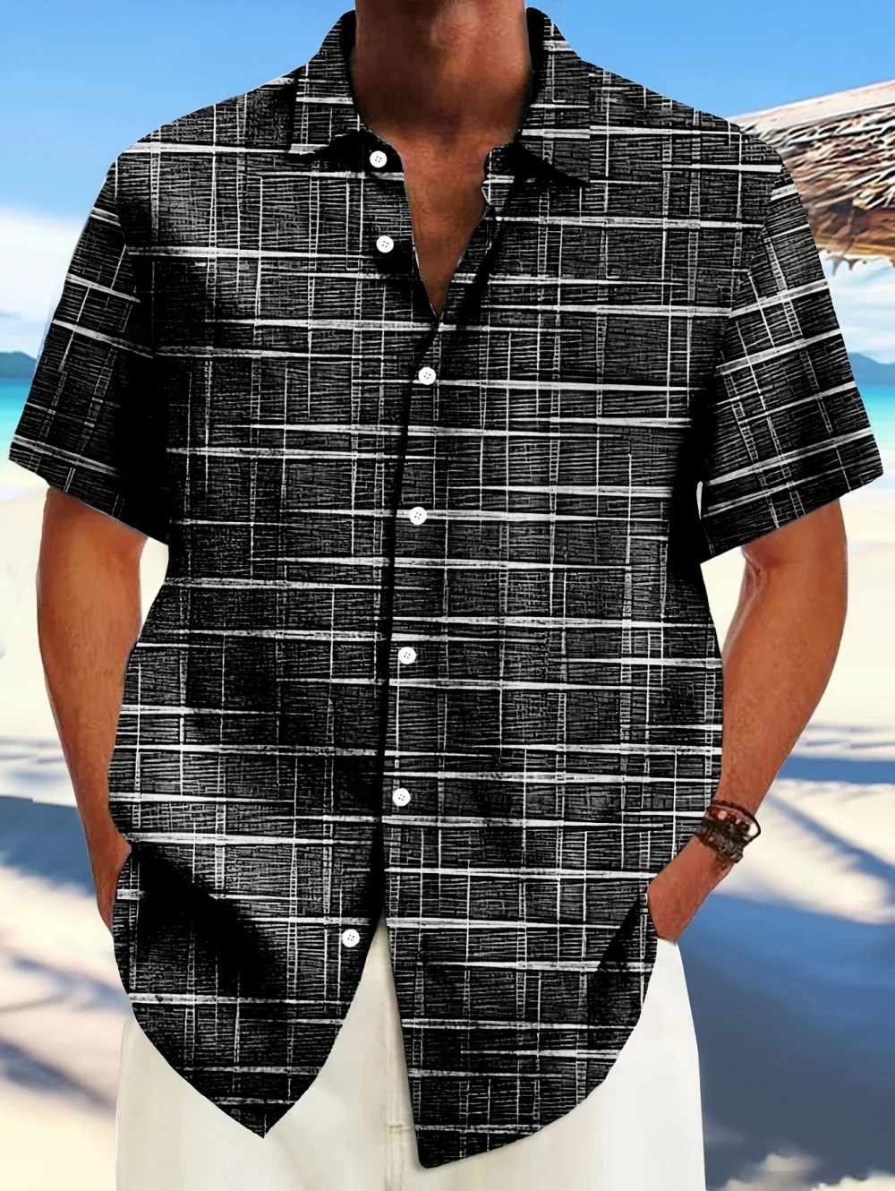 Summer Retro Texture Gradient Artistic 3D Printed Shirts - Casual Beach Hawaiian Style Men's Top - Suitable for Daily Wearing