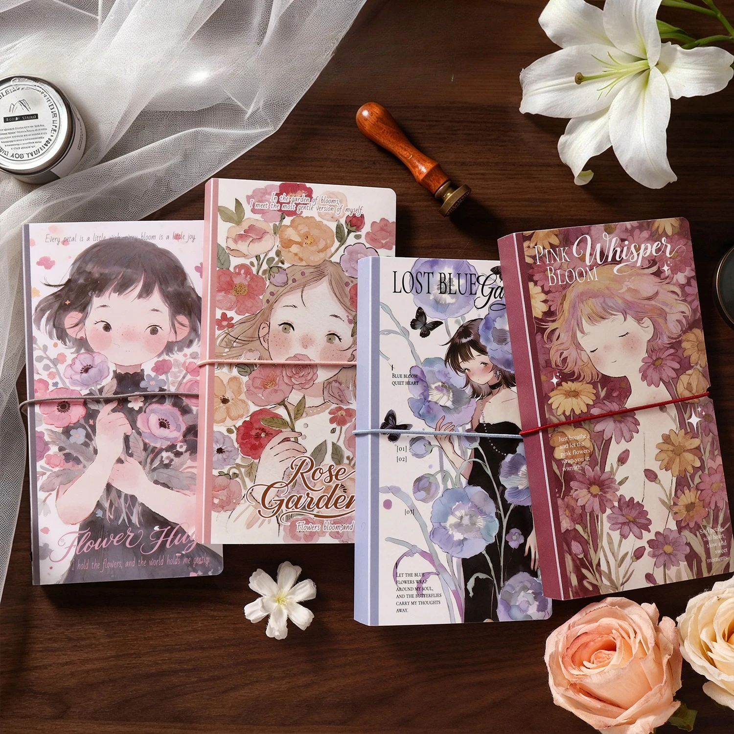 Cute Girl Flower Cover Transparent Storage Album Creative DIY Journal Material Collage Student Supplies Stationery