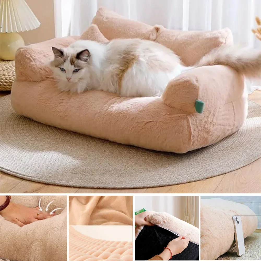 

Warm Sofa Cat Luxury Cat Bed Sofa Winter Nest Pet Bed for Small Medium Dogs Cats Comfortable Plush Puppy Bed Pet Supplies