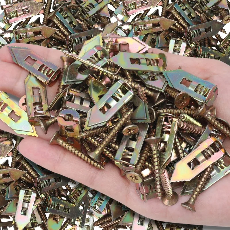 10/100x المراسي الحوائط الجافة ذاتية الحفر مع مسامير توسيع المعادن الثقيلة المطلية بالزنك لإطارات الصور أشرطة رف التلفزيون الجداري