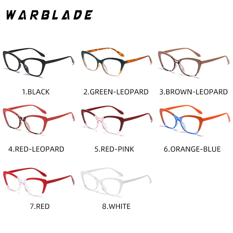 New Luxury Personality Fashion Spliced Colors Cat Eye Shape Anti Blue Light Blocking Computer Optical TR90 Frame Glasses Eyewear