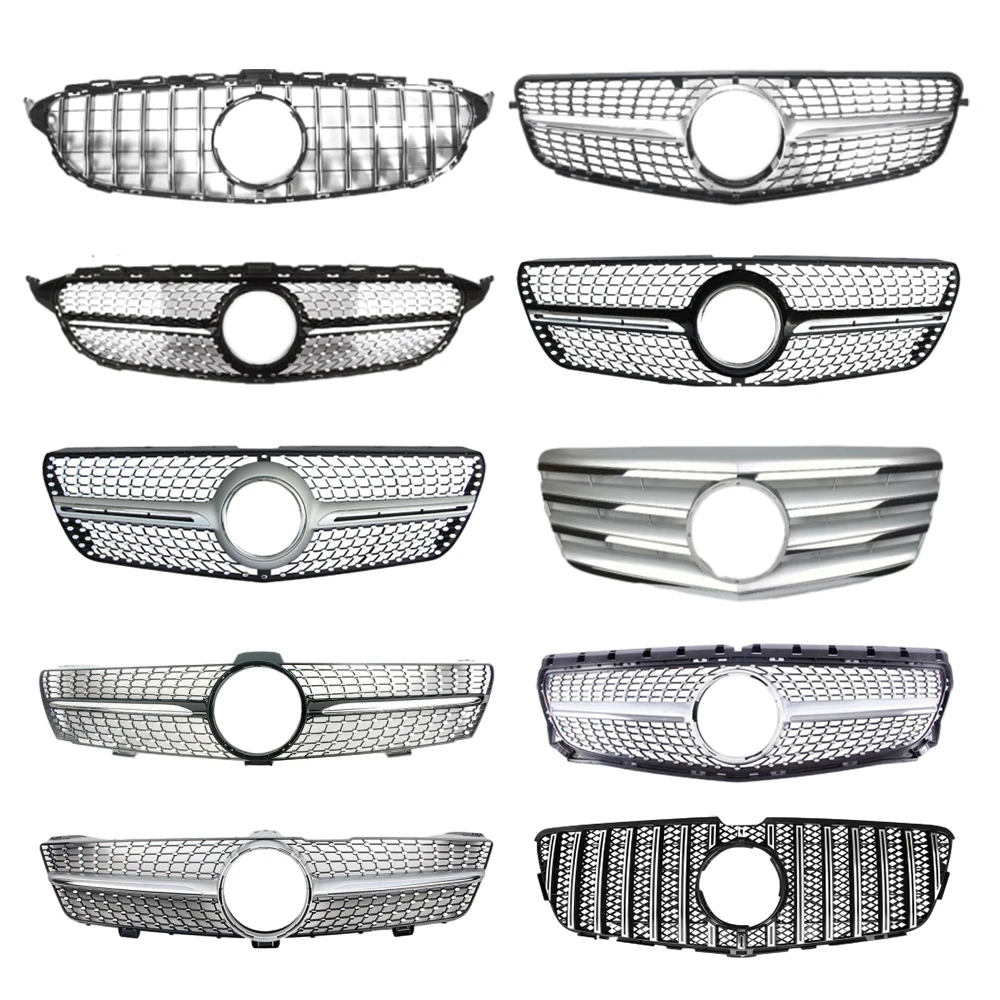 WRR Auto Accessories Grille For  W204 W164 W223 W447 Sprinter Modification Diamond AMG Front Bumper Grill