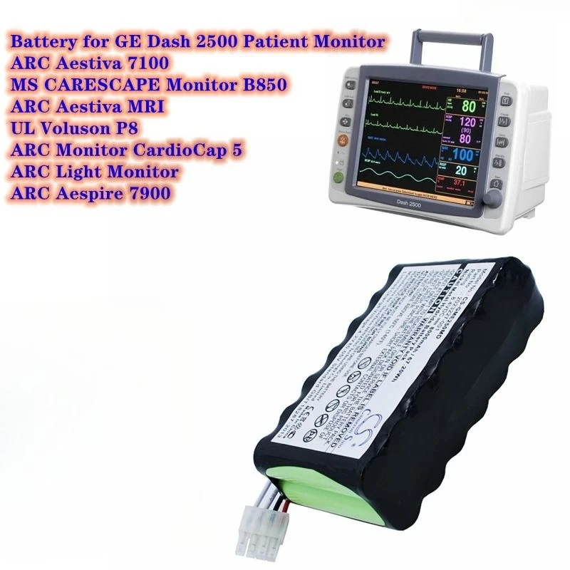 Medical Battery 2023227-001,2023852-029,N1082,AMED2250,M2828NO for GE Dash 2500 Patient Monitor,ARC Aestiva 7100,7900,B850