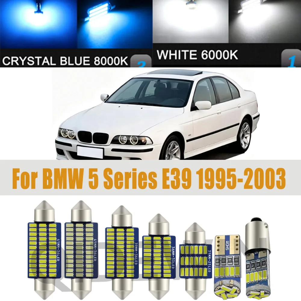 Complete LED Bulb Interior Map Dome Door Trunk Plate Light Kit For BMW 5 Series E39 Sedan Touring 1995-2003 Accessories