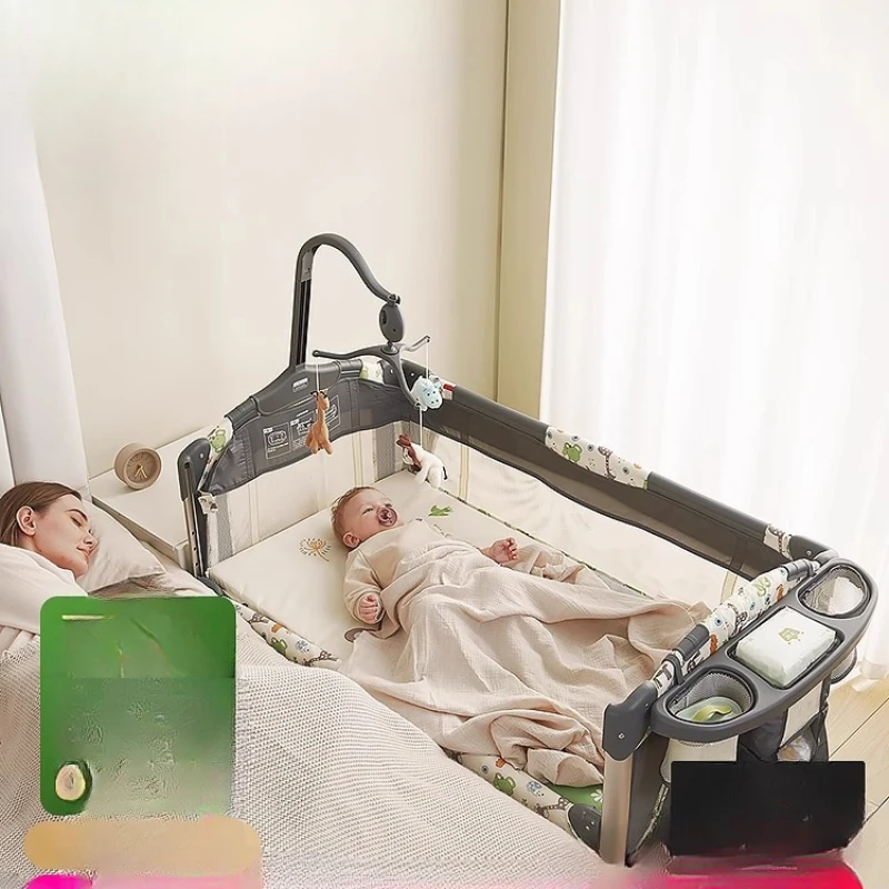 

Baby cot, multi-functional portable, movable folding splicing bed
