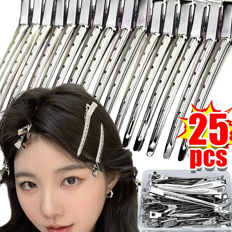 5/25Pcs Hair Care Clips Metal Steel Hairdressing Sectioning Clip Clamps Barber Hair Cut Styling Tools Hair Root Fluffy Hairpins