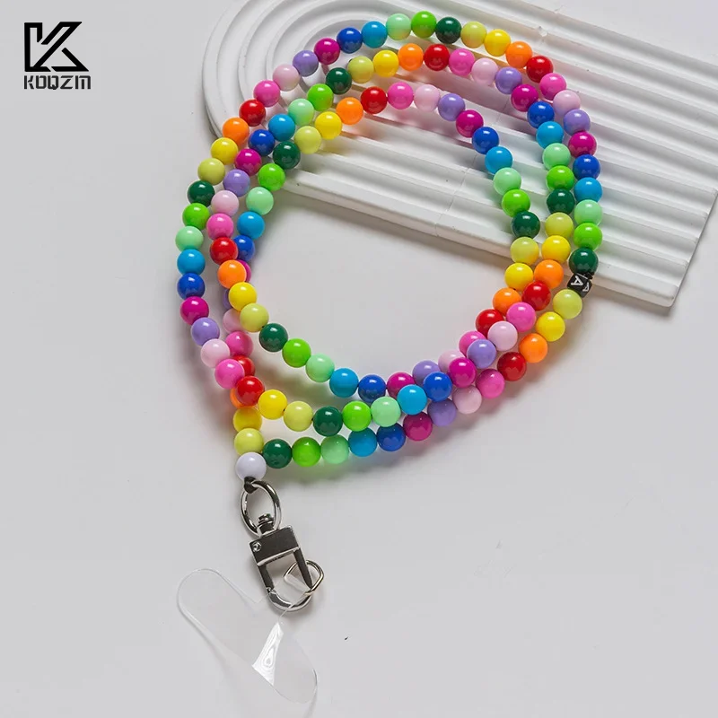 

Акриловая цветная цепочка для мобильного телефона с бисером, ремешок для телефона, плечевая цепочка через плечо, чехол для мобильного телефона, кулон, подарок