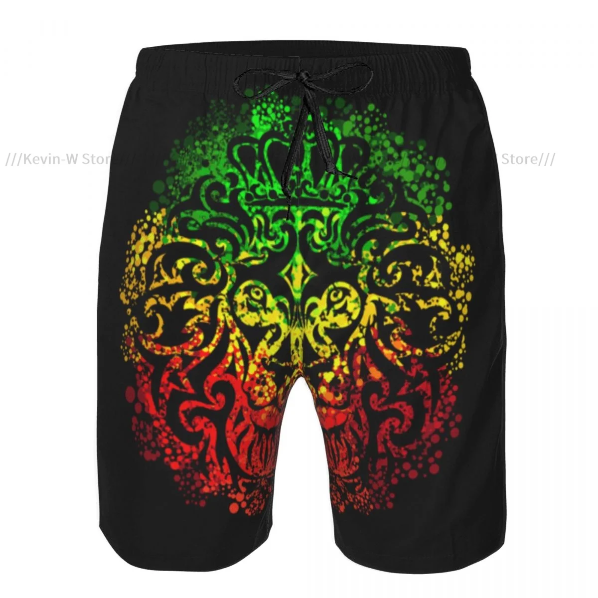 Summer Men Swimwear Breathable Quick Dry Trunks Rasta Lion Vector Beach Shorts for Running Training Surfing