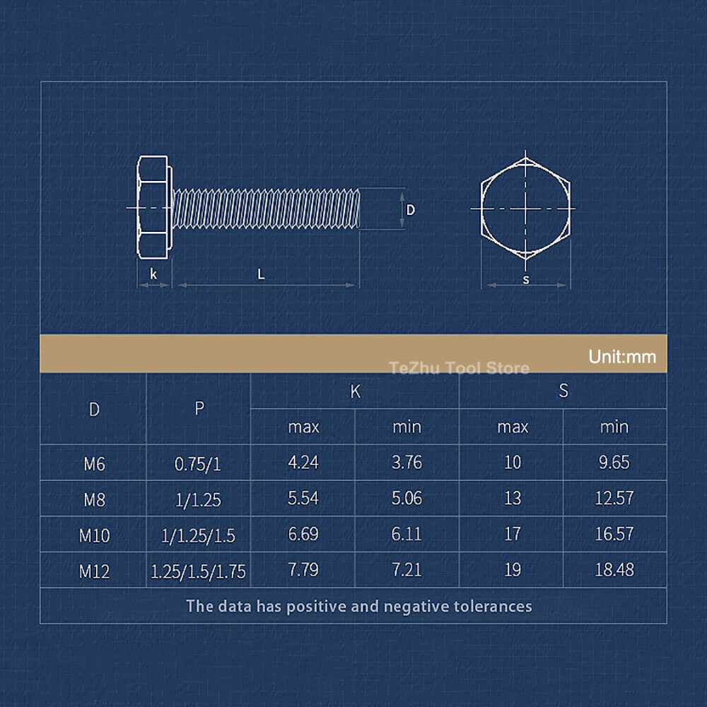 304 Stainless Steel Fine Thread External Hex Screw M6 M8 M10 M12 M14 M16 Hexagon Head Screws Bolt Pitch 0.75/1.0/1.25/1.5mm