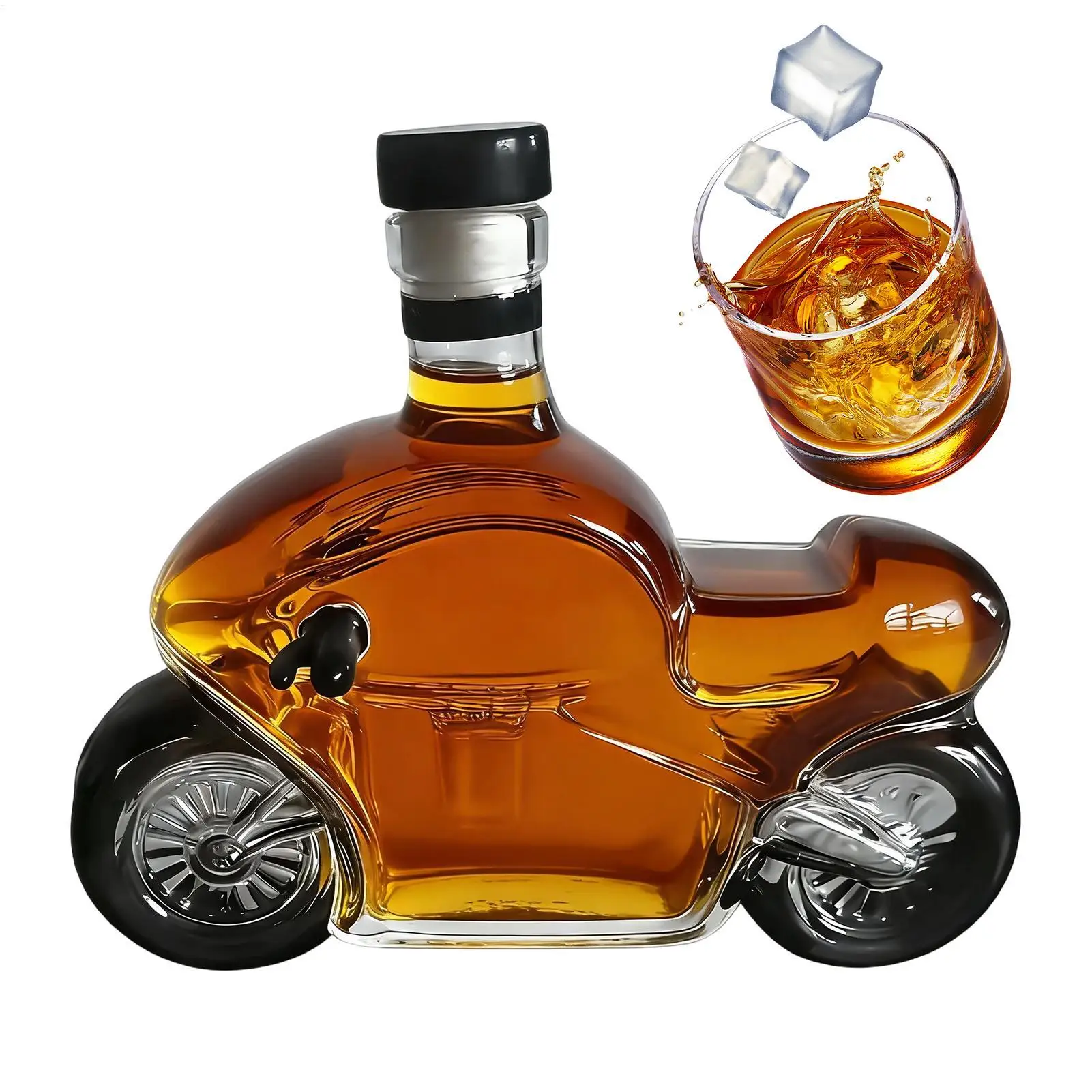 

Стеклянная бутылка для виски 300 мл в форме мотоцикла, коллекционный графин для виски для барменов, коллекционеров, для витрин
