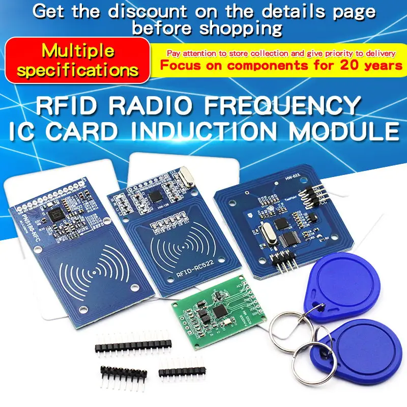 Идентификатор радиочастотной идентификации RFID RC522, 1 шт., индукционный модуль, беспроводной модуль IC, карта S50 Fudan PN532 PN5180