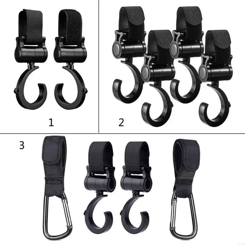 

Q22D Stroller Hooks for Hanging Bags Shopping Bags Durable Rotary Hanger Hooks Universal Armrest Hanging Hooks for Pushchair