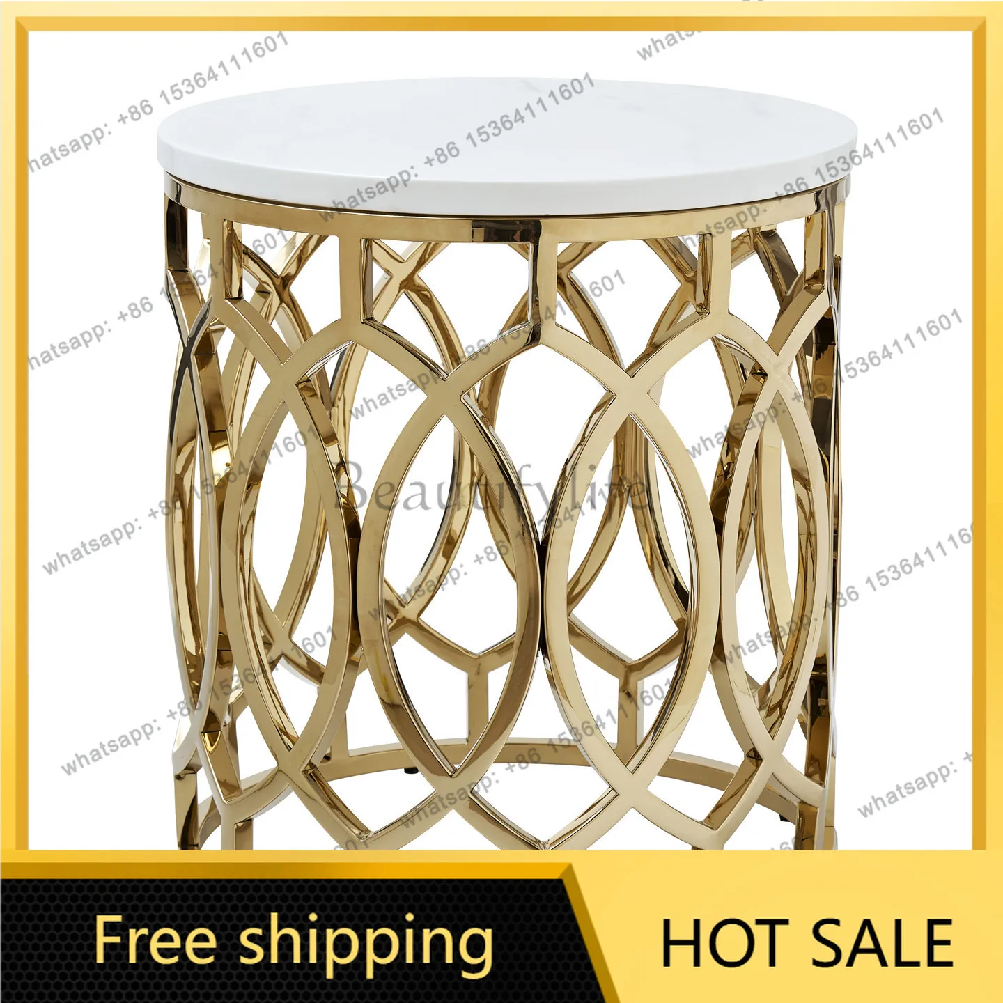 LS Italian light luxury designer creative home living room small coffee table art high-end stainless steel corner table